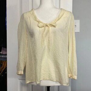 Marc by Marc Jacobs Yellow Striped Sheet Bow Tie Long Sleeve Blouse